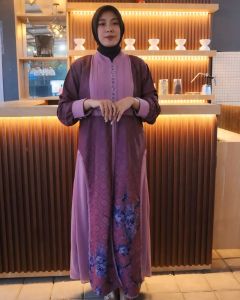 Terbaru Baju Gamis Lengan Panjang Wanita Azahra Dress Kondangan Kekinian Motif Bunga