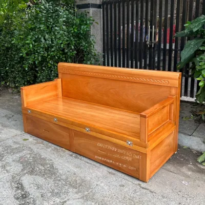 GIƯỜNG GẤP GỖ GÕ ĐỎ 2 NGĂN KÉO Ghế sofa giường gấp