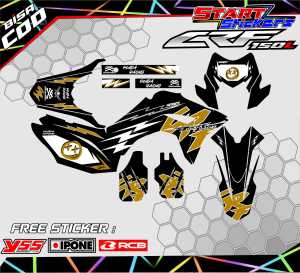 Striping Variasi Honda CRF 150 L  Geser Untuk Memilih Warna  Barang Ready Bosku  Sudah Di Cutting / Potong  Di Cetak Dengan Resolusi Tinggi Hd Jelas  Material Bahan   ----- VYNIL PREMIUM  ----- HOLOGRAM  ----- TRANSPARANT UV  Barang Sudah Di Lapisi Anti