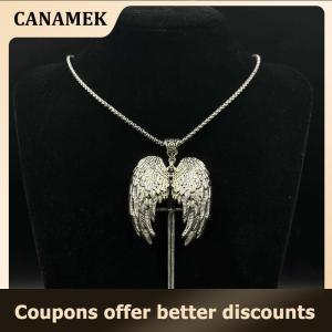 【 CANAMEK 】 Y2K Gothic Personalized Creative Angel Wings And  Pendant Necklace Couple Necklace Suitable For Daily Wear