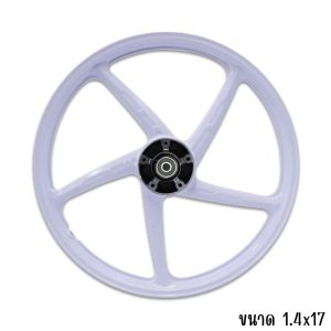 (แยกขาย)ล้อแม็กหน้า WAVE100 / 110เก่า / 100S จานดิส5รู ลูกปืน+บู้ทกลางพร้อมติดตั้ง ลายเดิมติดรถ แม้กเวฟ100 เวฟ110เก่า