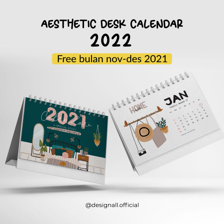 Designall Kalender Meja / Kalender Duduk Planner Aesthetic Tahun 2022 ...