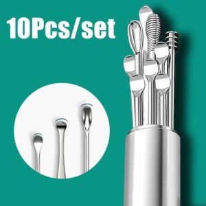 10pcs Ear Cleaner Set Spiral Earpick Ear Wax Pickers Portable Ear Spoon Cleaning Tools
