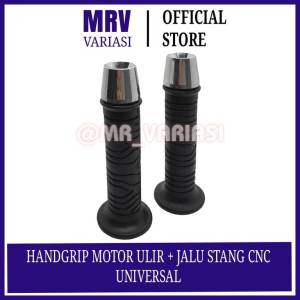 Handgrip grip ulir handgrip motor variasi + jalu stang cnc hitam-crome universal bisa semua motor
