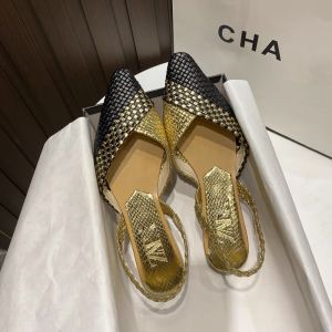 Yemi-Q  Z*R* รองเท้าแตะส้นแบนปากแหลมปากตื้น รองเท้าทอสีเข้าชุดสำหรับผู้หญิง แฟชั่น คุณภาพสูง หรูหรา คุ้มค่า พร้อมส่ง