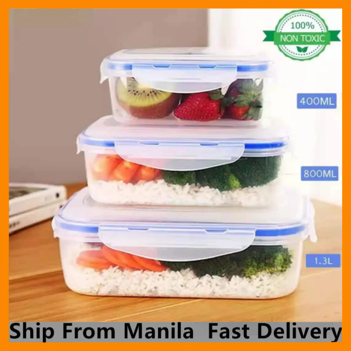 Stackable Microwave 3 Piece Airtight Food Container Box Set With Lock ...