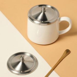 SHIRUI 2pcs Metal Dust Free Heat Temperature Preserve Mug Cover Cup Accessories Cup Caps Sealing Lid