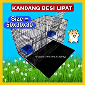 GPSS- Kandang Besi Lipat 50x30x30 Kandang Kucing Kitten Sangkar Umbaran Kandang Ayam Burung Kenari