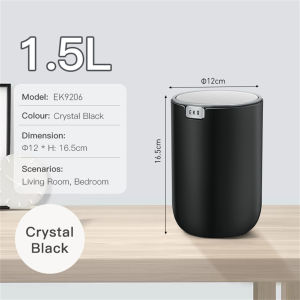 EKO Fandy Table Dustbin Mini Desk Trash Can with Swing-Top Lid 1.5L Small Table Round Wastebasket for Office Home Car