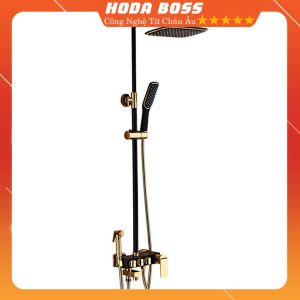 Bộ sen cây tắm đứng nóng lạnh HODABOSS cao cấp màu vàng đenSen cây củ sen bằng đồng nguyên khối
