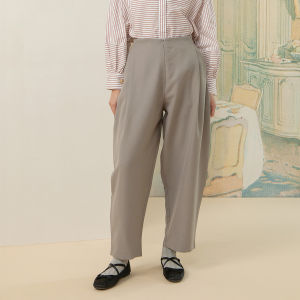 HijabChic Liora Pants - Celana Panjang Formal Highwaist Barrel Basic Wool Premium Resleting Depan