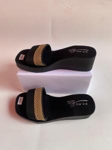 SANDAL WEDGES WANITA SLOP KOMBINASI 2WARNA TERBARU TREND