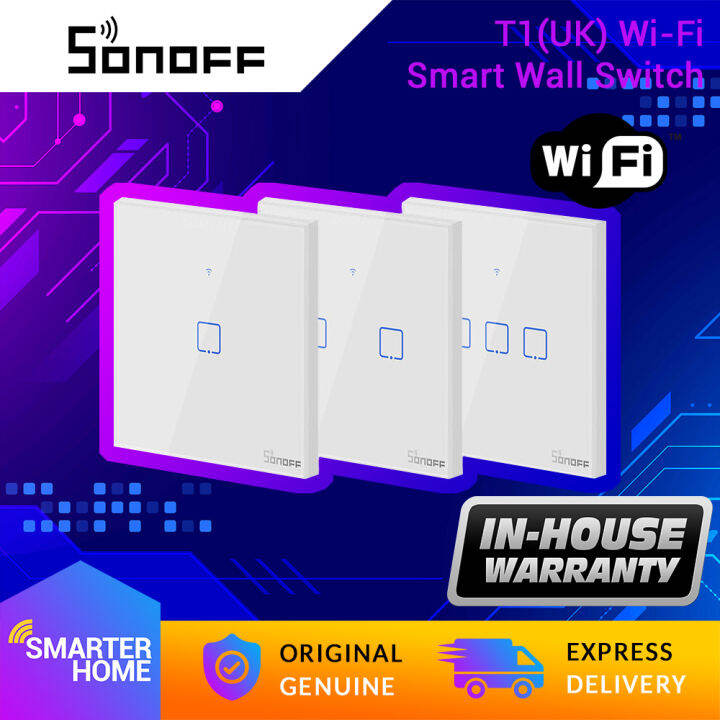 ⚡️ SONOFF T1 UK TX Series WiFi Smart Wall Switch 1/2/3 Gang Touch Light ...