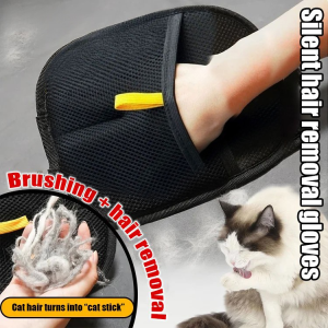 Pet electrostatic hair removal gloves One-click cleaning of floating hair Highly efficient hair absorption without splashing Soft silicone teeth do not hurt pet skin Hair removal brush sticky artifact Two-way hair removal bru