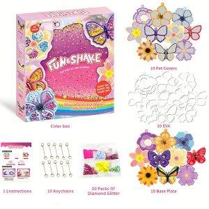 Princess Theme Kids DIY Diamond Shaker Keychain Craft Kit Glitter Confetti Shake Art Handmade Set Creative Activity Birthday Party Gift for Girls