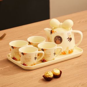 Korean Style Ceramic Tea Set Tea Home Drinking Set Mug Set Teapot Set With Tray Set Suitable for 2-4 persons Gift Packaging