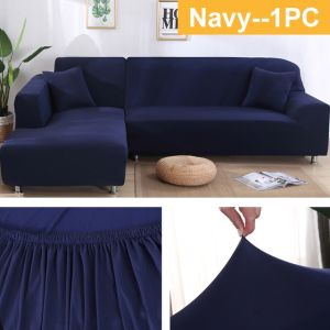 L-Shape Slipcover Stretch Seat Cover 1/2/3/4 Seater Universal Solid Color Sofa Cover Soft Comfortable