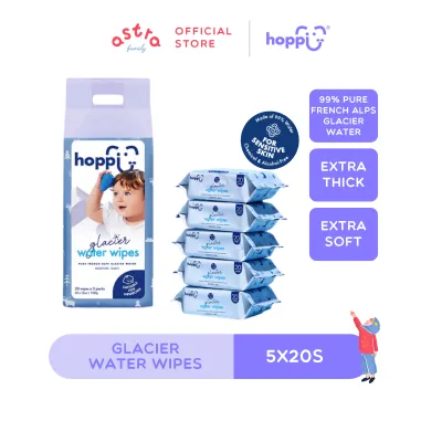 Hoppi Glacier Water Wipes 20s x 5packs