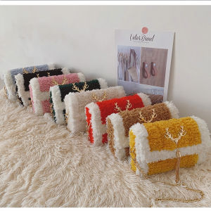 Túi tự đan handmade túi đeo chéo len xù phối màu thời trang Hàn Quốc - Bộ phụ kiện đầy đủ LX203