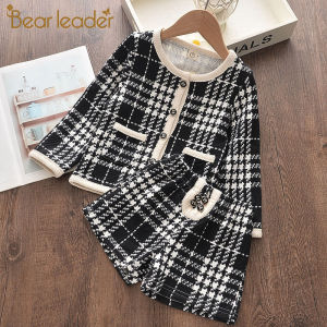 Bear Leader Girls Autumn Clothing Sets 2023 Fashion Plaid Outfits Kids Casual Clothes Top Coat and Pants 2pcs Costumes Suit 3 7Y