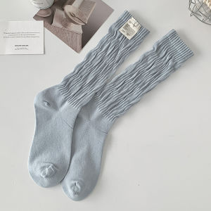 24104 Kaos Kaki Wanita cewek warna pastel Panjang Tinggi Sebetis Polos Korean Women Long Socks Bahan Katun Premium Sock korean style