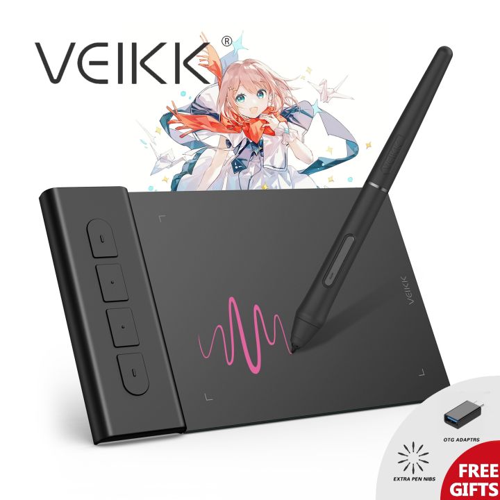VEIKK VK430 เมาส์ปากกา 4X3นิ้ว,พกพาได้บางเฉียบ OSU!  แท็บเล็ตวาดรูปดิจิตอลแท็บเล็ต,แท็บเล็ตวาดรูปดิจิตอลสไตลัสไร้แบตเตอรี่8192และคีย์ด่วนปรับแต่งได้4ปุ่มสำหรับ Windows, Mac