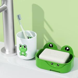 Cute Frogs Soap Dish Decorative Bathroom Soap Holder with Drainages Design for Keepings Soap Dry and Clean