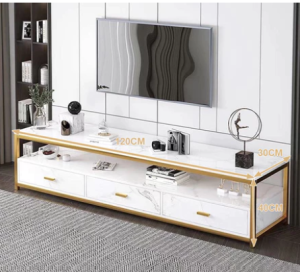【Ready Stock】TV Rack 140*30*40cm (Marble White/Gold) with 3 drawers