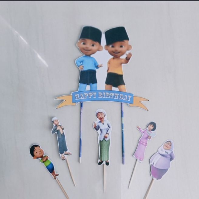TOPPER CAKE // HIASAN KUE ULANG TAHUN KARAKTER - UPIN & IPIN | Lazada