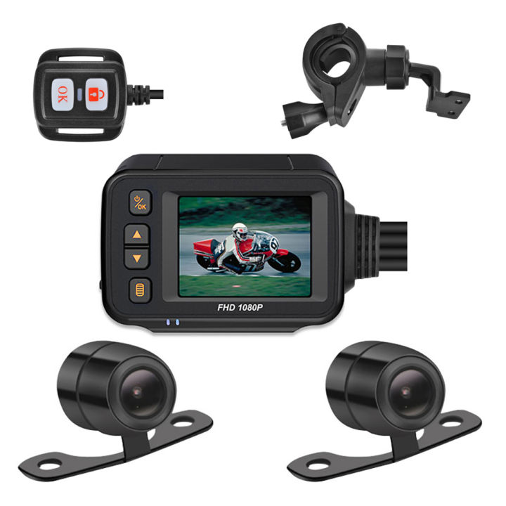 Motorcycle Dash Cam Front+Rear Camera 2 inch Display Motorbike DVR