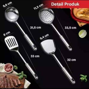 Alat masak spatula Set Isi 4pcs/Sutil Stainless Steel