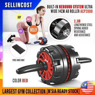 SellinCost Ultra Wide Ab Roller Wheel Automatic Rebound Ab Roller Core Abdominal Workout Six 6 Packs Abs Roller Wheel Fitness Equipment Strength Training With Free Knee Pad Protection FREE Knee Mat ACP2000 自动回弹健腹轮