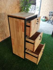 IRONSERVICE : ตู้เก็บของไม้ มีลิ้นชัก พร้อมกุญแจล็อก :" เฟอร์นิเจอร์ โครงเหล็กกันสนิม ตกแต่งภายในและภายนอก มีประกัน " (จัดส่งรวดเร็ว)