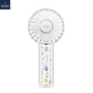 WIWU Portable Mini Handheld Fan Transparent Print Design Small Fan Adjustable USB Rechargeable 3 Speed Powerful Eyelash Fan For Stylish Kids Girls Women Men Indoor Outdoor Travelling