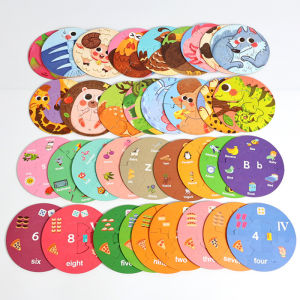 Aoduoyaya 36pcs Cognitive Matching Puzzle Large Size Double-Sided Circular Flat Puzzle Early Educational Toy