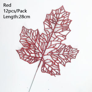 Protree 12pcs Christmas Tree Decoration Leaves Maple Christmas Tree Leaves Artificial Flower Decoration