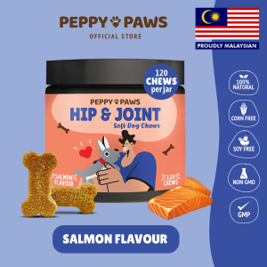 Peppy Paws Hip & Joint Dog 120 Soft Chews - Glucosamine | MSM | Chondroitin | Healthy Bone | FDA Registered | Non GMO | All Natural | 100% Original