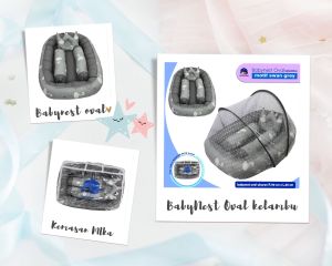 Promo...!! Babynest oval kelambu bayi ( kasur kolam 2 guling 1 bantal peyang & 1 Kelambu)