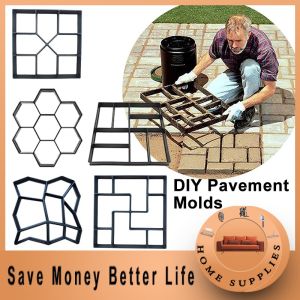 【Hexagon/Roma/Tile/Brick】Plastic Pathway Path Floor Maker Mold DIY Molding Patio Walk Maker Reusable Concrete Cement Stone Design Paver Walk Mould Concrete Paver Brick Mold Roma Hexagon Path Mold Maker Stone Road Concrete Molds Tool For Garden