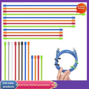 Graceful 5PCS Silicone Zip Ties Steel Core Silicone Twisted Ties Reusable Rubber Twisted Ties Cable Ties For Organizing