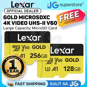 ♥100% sản phẩm gốc + Bộ chuyển đổi gửi miễn phí + Đầu đọc thẻ♥Lexar chuyên nghiệp 256GB 128GB Vàng MicroSDXC SDXC UHS-II Class 10 V60 A1 U3 thẻ Micro SD 4K UHD