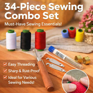 [Great Value 34-Piece Set] Large-Eye Steel Needle Sewing Tool Set Handmade Slender Sewing Set DIY Mending Tools 大眼针套装