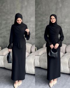 Ameena Dress Baju Gamis Wanita Muslim Slim Fit Jumbo Ld 120 Warna Mahogany Simple Elegan Ceruty Cod