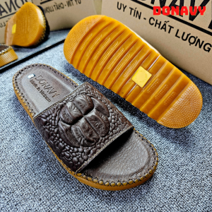 Dép quai ngang nam da bò thật 100% Quai lưng cá sấu may quai 100% chắc chắn thoải mái đi nước v.bh