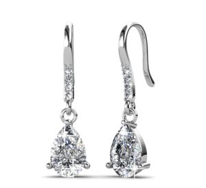 Her Jewellery Dew Drop Earrings (White) - Luxury Crystal Embellishments plated with 18K Gold