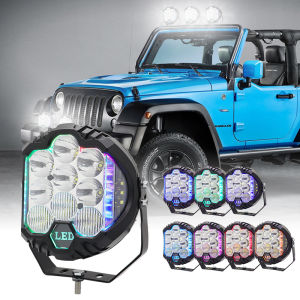 ไฟหน้ารถยนต์5-7นิ้วไฟ LED RGB พ็อดส์ไฟฉายไฟตัดหมอก Flood Combo จุดสำหรับรถจี๊ปรถบรรทุก SUV ไฟหน้ารถมอเตอร์ไซค์แบบ LED 1ชิ้น