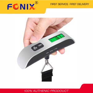 [Ready Stock] FONIX Digital Luggage Scale 110lb/50kg Hanging Portable Travel Electronic Suitcase Kitchen Scale Backlight LCD Display Rubber Paint Handle Tare FunctionTemperature Sensor Suitcase Hanging Scale