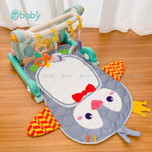 Thảm đàn Piano cho bé kiêm xe tập đi có nhạc 4IN1 mẫu chim cánh cụt 9BABY