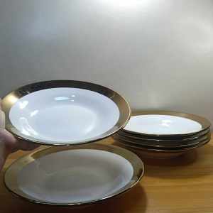 LUXURY GOLD RIM GOLD SOUP / PASTA PLATE SIZE 9 INCHES ROUND