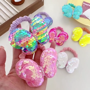 2000s Hair Scrunchies Sequined Butterfly Hair Tie Scrunchy Elastic Hairpieces Hair Rope Lady Hair Decoration